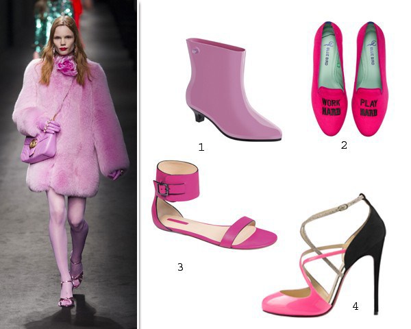 O desfile inverno 2016-2017 da Gucci. Look pink total! (Foto: Imaxtree/ Divulgação)